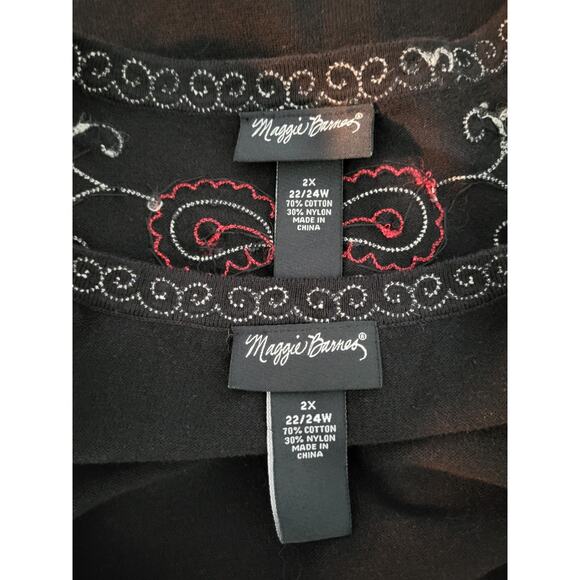 Maggie Barnes Beaded Cardigan 2-Pc Sweater Tank Set 2X Black Boho Artsy Evening - Picture 2 of 15